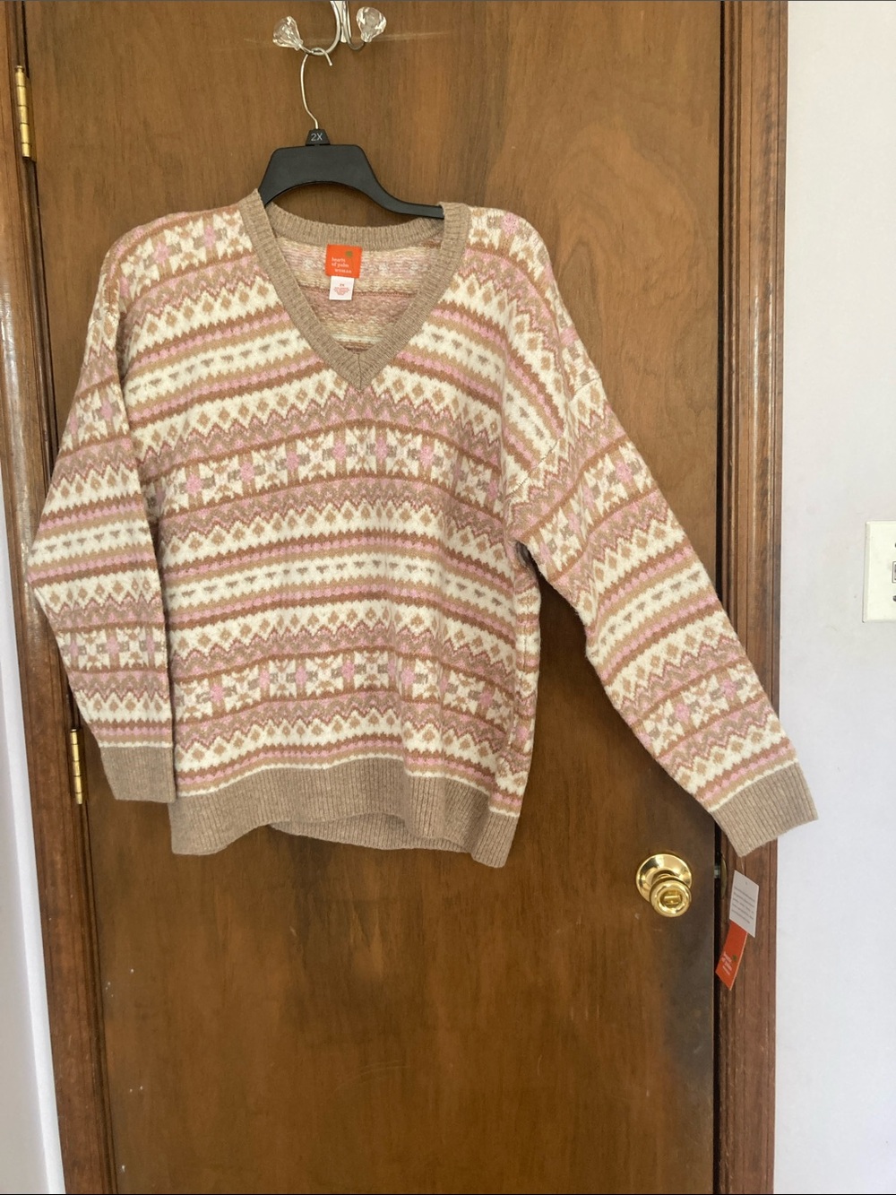 Hearts of Palm sweater long sleeve abstract print pattern with stretch size 2X